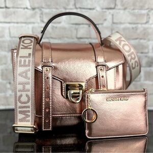 MICHAEL KORS MANHATTAN MEDIUM
SATCHEL CROSSBODY SHOULDER
BAG WALLET SET NWT